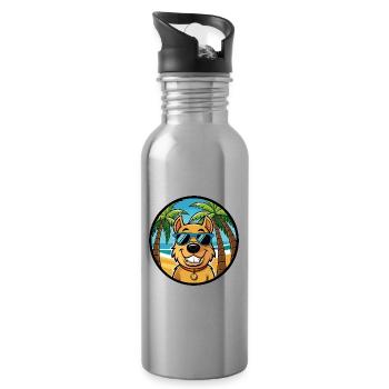 Billy Hunderasse Cartoon Sonnenbrille Strand - Trinkflasche mit integriertem Trinkhalm - Lightsilver - Rechts