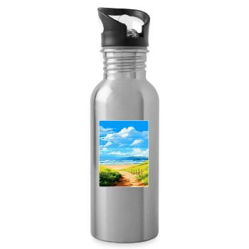 Northumberland Vintage Travel Poster Souvenir WPA - Water bottle with straw - silver - Right