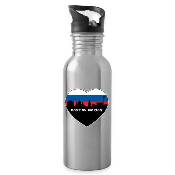 Rostow auf Flaggen-Skyline-Reise-Andenken Dons Russland - Trinkflasche mit integriertem Trinkhalm - Lightsilver - Rechts