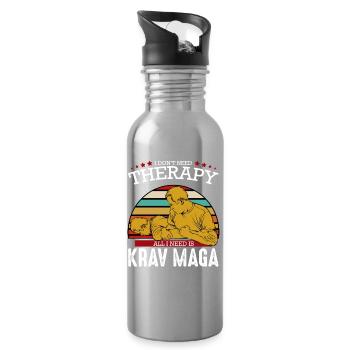 Krav Maga - Trinkflasche mit integriertem Trinkhalm - Lightsilver - Rechts