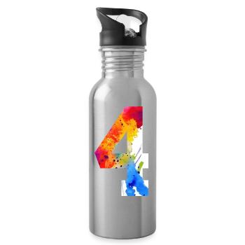 NUMBER 4 YEARS 4TH BIRTHDAY - Water bottle with straw - silver - Right
