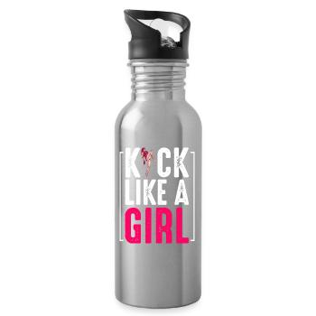 Kickboxing - Trinkflasche mit integriertem Trinkhalm - Lightsilver - Rechts