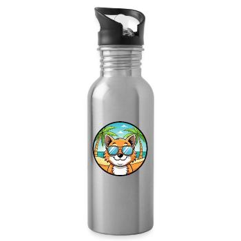 Bambino Katzenrasse Cartoon Sonnenbrille Strand - Trinkflasche mit integriertem Trinkhalm - Lightsilver - Rechts