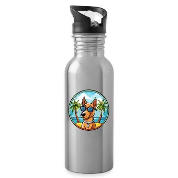 Andalusischer Windhund Rasse Cartoon Sonnenbrille Strand - Trinkflasche mit integriertem Trinkhalm - Lightsilver - Rechts