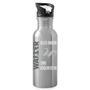 Wels fischen Kampf mit dem starken Wels - Trinkflasche mit integriertem Trinkhalm - Lightsilver - Rechts