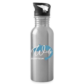 Welsdompteur Welsflüsterer Welsangler - Trinkflasche mit integriertem Trinkhalm - Lightsilver - Rechts