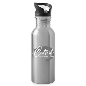 Wels Waller angeln Sportfischen Flussmonster - Trinkflasche mit integriertem Trinkhalm - Lightsilver - Rechts