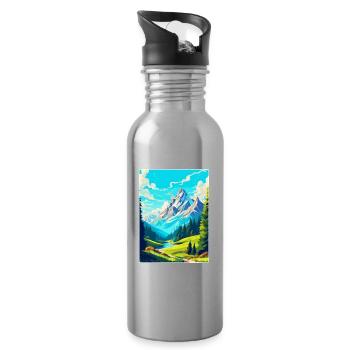 Bayerische Alpen Deutschland Vintage Reiseposter WPA - Trinkflasche mit integriertem Trinkhalm - Lightsilver - Rechts