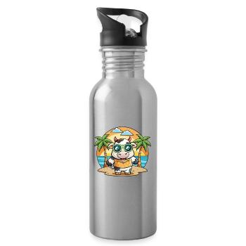 Kuh Lustige Cartoon Sommer Strand Sonnenbrille - Trinkflasche mit integriertem Trinkhalm - Lightsilver - Rechts