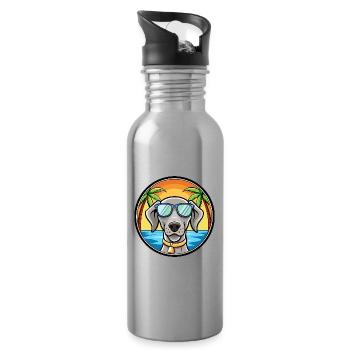 Weimaraner Hund Rasse Cartoon Sonnenbrille Strand - Trinkflasche mit integriertem Trinkhalm - Lightsilver - Rechts