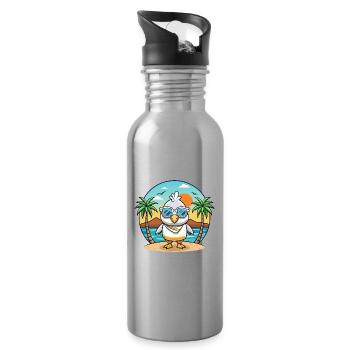 Albatross Lustige Cartoon Sommer Strand Sonnenbrille - Trinkflasche mit integriertem Trinkhalm - Lightsilver - Rechts
