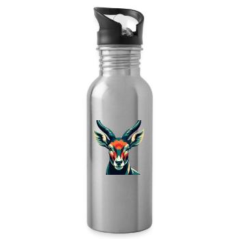 Antilope Zeichentrickfigur Buntes Haustier Tier - Trinkflasche mit integriertem Trinkhalm - Lightsilver - Rechts