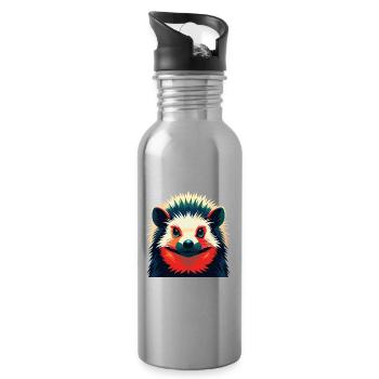 Igel Cartoon Figur Buntes Haustier Tier - Trinkflasche mit integriertem Trinkhalm - Lightsilver - Rechts