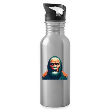 Big Foot Cartoon Figur Buntes Haustier Tier - Trinkflasche mit integriertem Trinkhalm - Lightsilver - Rechts