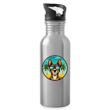 Spielzeug Manchester Terrier Hunderasse Cartoon Strand - Trinkflasche mit integriertem Trinkhalm - Lightsilver - Rechts