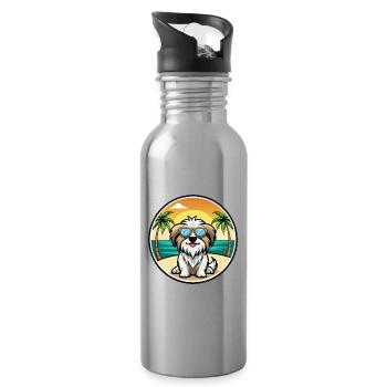 Tibetische Kyi Apso Hunderasse Cartoon Sonnenbrille Strand - Trinkflasche mit integriertem Trinkhalm - Lightsilver - Rechts