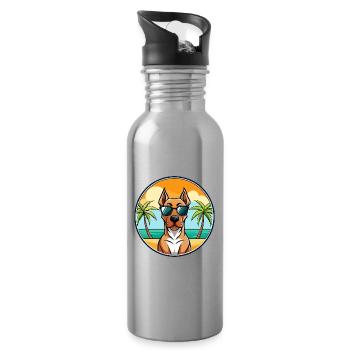 Rhodesian Ridgeback Hunderasse Cartoon Sonnenbrille - Trinkflasche mit integriertem Trinkhalm - Lightsilver - Rechts