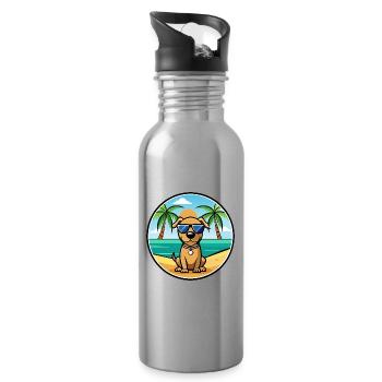 Serbischer Windhund Rasse Cartoon Sonnenbrille Strand - Trinkflasche mit integriertem Trinkhalm - Lightsilver - Rechts