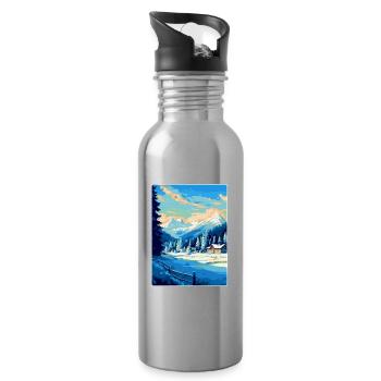 Kitzbuhel Austria Vintage Travel Poster Souvenir - Water bottle with straw - silver - Right