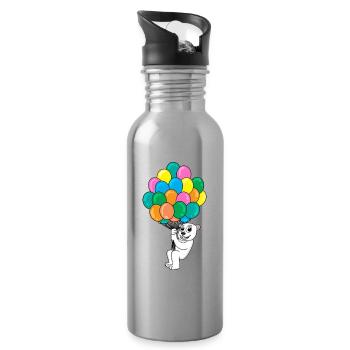 Eisbär Luftballon - Trinkflasche mit integriertem Trinkhalm - Lightsilver - Rechts