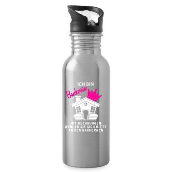 Bauherr Baumeister Hausbau Bauherrin Geschenk - Trinkflasche mit integriertem Trinkhalm - Lightsilver - Rechts