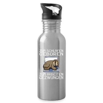 Büro Spruch lustig Faultier Laptop - Trinkflasche mit integriertem Trinkhalm - Lightsilver - Rechts