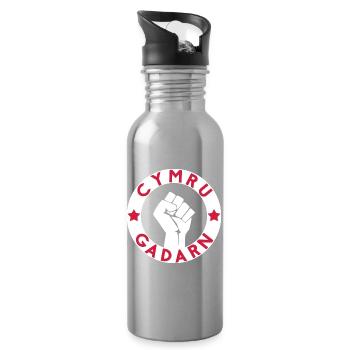 Cymru Gadarn - Trinkflasche mit integriertem Trinkhalm - Lightsilver - Rechts