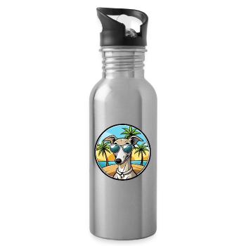 Italienischer Windhund Hunderasse Cartoon Sonnenbrille Strand - Trinkflasche mit integriertem Trinkhalm - Lightsilver - Rechts