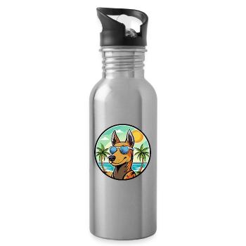 Manchester Terrier Hunderasse Cartoon Sonnenbrille - Trinkflasche mit integriertem Trinkhalm - Lightsilver - Rechts
