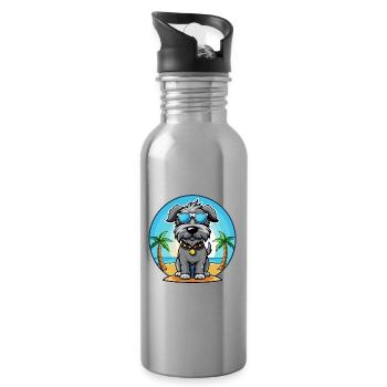 Kerry Blue Terrier Hunderasse Cartoon Sonnenbrille - Trinkflasche mit integriertem Trinkhalm - Lightsilver - Rechts