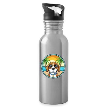 Kerry Beagle Hunderasse Cartoon Sonnenbrille Strand - Trinkflasche mit integriertem Trinkhalm - Lightsilver - Rechts