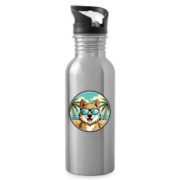 Deutscher Spitz Hund Rasse Cartoon Sonnenbrille Strand - Trinkflasche mit integriertem Trinkhalm - Lightsilver - Rechts