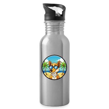 Dänisch Schwedische Bauernhund Rasse Cartoon Sonnenbrille - Trinkflasche mit integriertem Trinkhalm - Lightsilver - Rechts