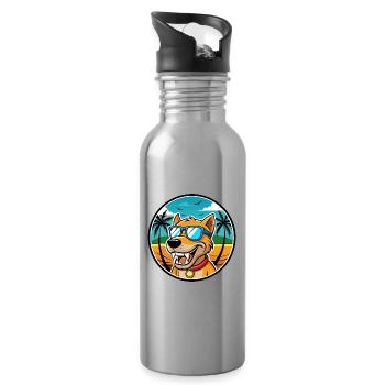 Bruno Jura Hound Dog Breed Cartoon Sunglass Beach - Water bottle with straw - silver - Right