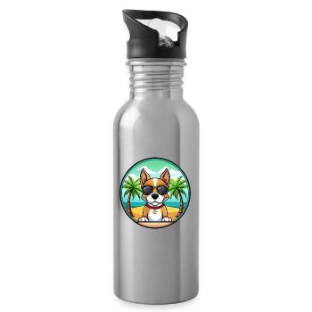 Brasilianischer Terrier Hunderasse Cartoon Sonnenbrille Strand - Trinkflasche mit integriertem Trinkhalm - Lightsilver - Rechts