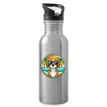Beagle Harrier Hunderasse Cartoon Sonnenbrille Strand - Trinkflasche mit integriertem Trinkhalm - Lightsilver - Rechts