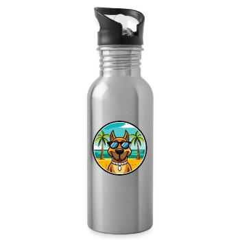 Serbischer Windhund Rasse Cartoon Sonnenbrille Strand - Trinkflasche mit integriertem Trinkhalm - Lightsilver - Rechts