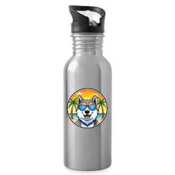 Seppala Sibirische Schlittenhunderasse Cartoon Sonnenbrille - Trinkflasche mit integriertem Trinkhalm - Lightsilver - Rechts