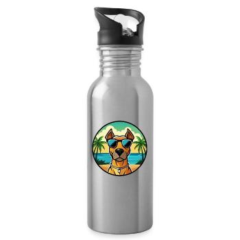 Rhodesian Ridgeback Hunderasse Cartoon Sonnenbrille - Trinkflasche mit integriertem Trinkhalm - Lightsilver - Rechts