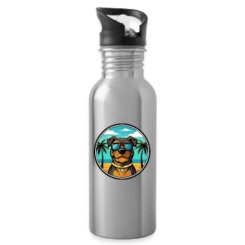 Rottweiler Chien Race Dessin Animé Lunettes De Soleil Plage - Gourde avec paille intégrée - argent clair - Droite