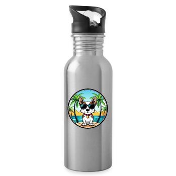Rat Terrier Hund Rasse Cartoon Sonnenbrille Strand - Trinkflasche mit integriertem Trinkhalm - Lightsilver - Rechts