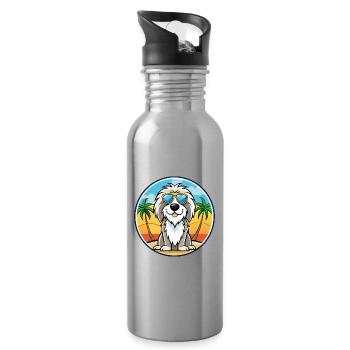 Picardie Schäferhund Rasse Cartoon Sonnenbrille Strand - Trinkflasche mit integriertem Trinkhalm - Lightsilver - Rechts
