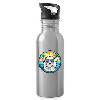 Komondor Hunderasse Cartoon Sonnenbrille Strand - Trinkflasche mit integriertem Trinkhalm - Lightsilver - Rechts