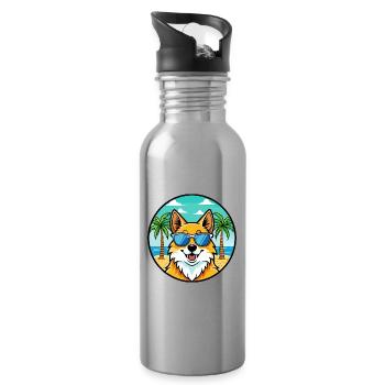 Deutscher Spitz Hund Rasse Cartoon Sonnenbrille Strand - Trinkflasche mit integriertem Trinkhalm - Lightsilver - Rechts
