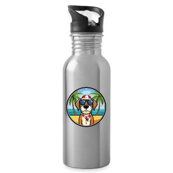Französische Tricolor Hound Rasse Cartoon Sonnenbrille - Trinkflasche mit integriertem Trinkhalm - Lightsilver - Rechts