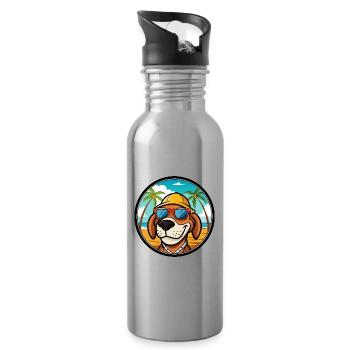 Bruno Jura Hound Dog Breed Cartoon Sunglass Beach - Water bottle with straw - silver - Right