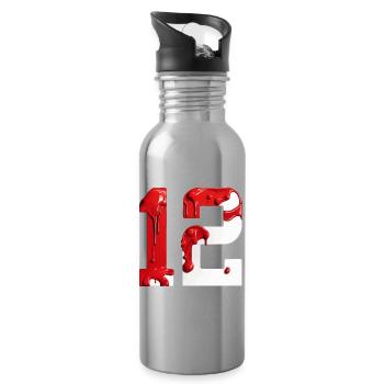 NON. 12 NUMÉRO 12 ROUGE BLANC 12E ANNIVERSAIRE - Gourde avec paille intégrée - argent clair - Droite