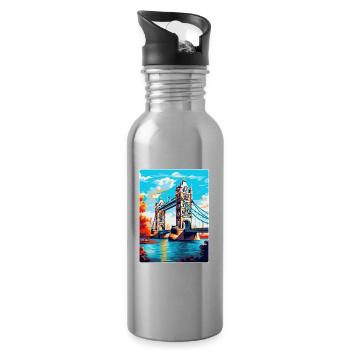 Tower Bridge England Uk Reise Poster Souvenir WPA - Trinkflasche mit integriertem Trinkhalm - Lightsilver - Rechts