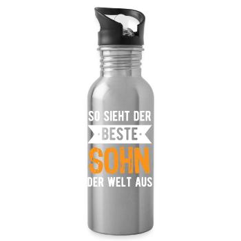 So sieht der beste Sohn der Welt aus - Trinkflasche mit integriertem Trinkhalm - Lightsilver - Rechts