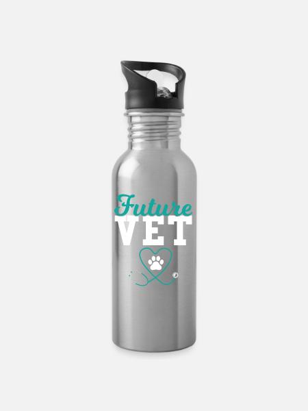 Zukünftiger Tierarzt - Trinkflasche mit integriertem Trinkhalm - Lightsilver